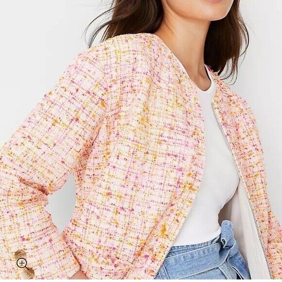 Ann Taylor Tweed Fringe Blazer Jacket - Picture 6 of 7